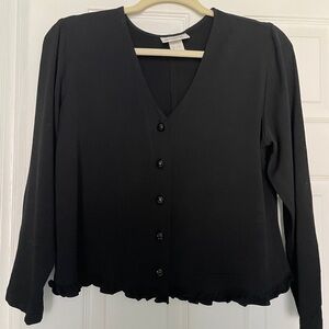 Black Button-Up Women's Top